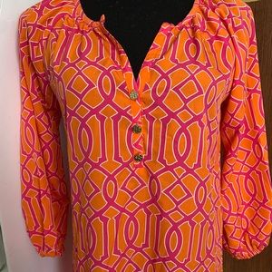 MUDPIE Blouse orange/pink Geometric print